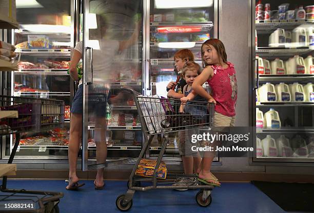 Brigette Mooney shops for two-for-one frozen items at Seal's Marketplace on August 28, 2012 in Kiln, Mississippi. Store owner Michael Seal said he...