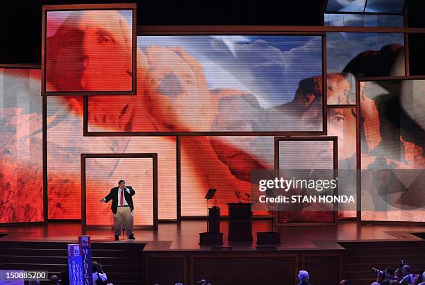 American pop opera singer Neal E. Boyd performs at the Tampa Bay Times Forum in Tampa, Florida, on August 28, 2012 during the Republican National...