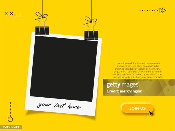 photo frame with binder clips. digital marketing agency and corporate social media post template - polaroid 幅插畫檔、美工圖案、卡通及圖標