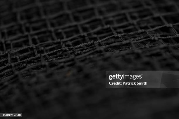 Netting is seen ahead of The Championships - Wimbledon 2023 at All England Lawn Tennis and Croquet Club on July 02, 2023 in London, England.