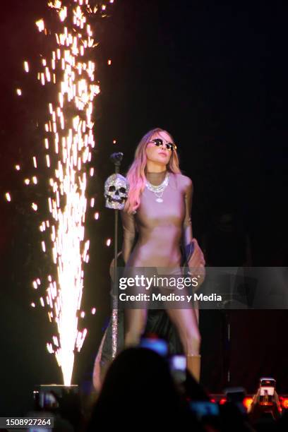 Singer Belinda performs during a show as part of the 'Radio Disney Vivo 2023' at Arena Ciudad de Mexico on July 1, 2023 in Mexico City, Mexico.