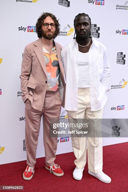 Gavin Higgins and Kwabs arrive at The South Bank Sky Arts Awards 2023 at The Savoy Hotel on July 02, 2023 in London, England.