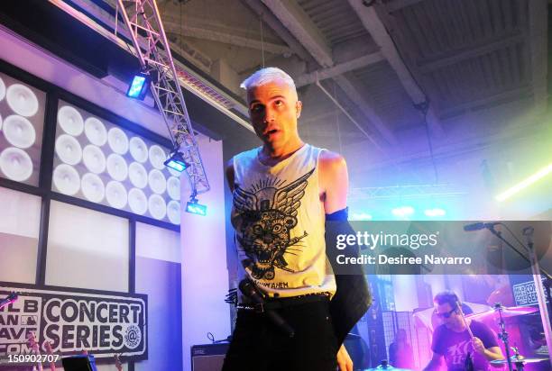 Tyler Glenn of the band Neon Trees performs at the MLB Fan Cave on August 28, 2012 in New York City.