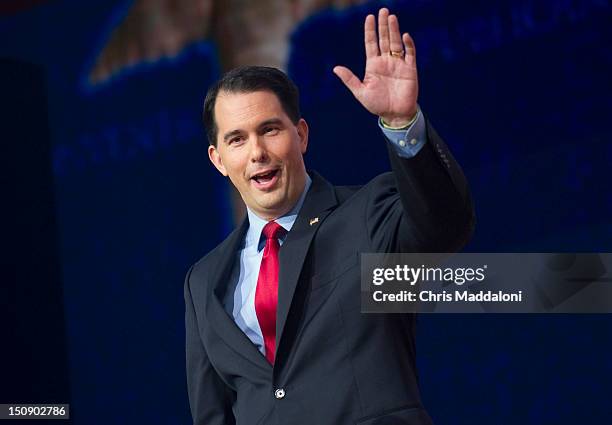 Wisconsin Gov. Scott Walker speaks at the 2012 Republican National Convention at the Tampa Bay Times Forum.