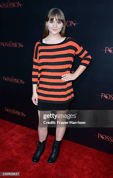 Actress Tara Lynne Barr arrives at the Premiere of Lionsgate Films' "The Possession" at ArcLight Cinemas on August 28, 2012 in Hollywood, California.