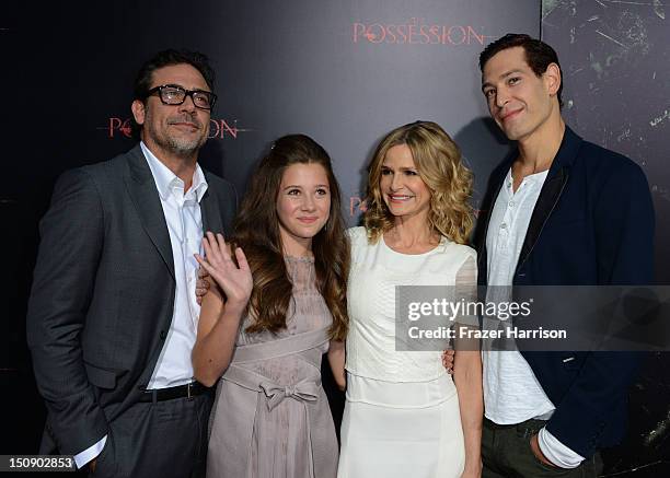 Actors Jeffrey Dean Morgan, Natasha Calis, Kyra Sedgwick, and Matisyahu arrive at the Premiere of Lionsgate Films' "The Possession" at ArcLight...