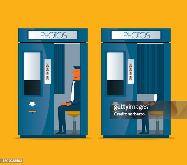 photo booth vending machine - businessman - photomaton stock illustrations