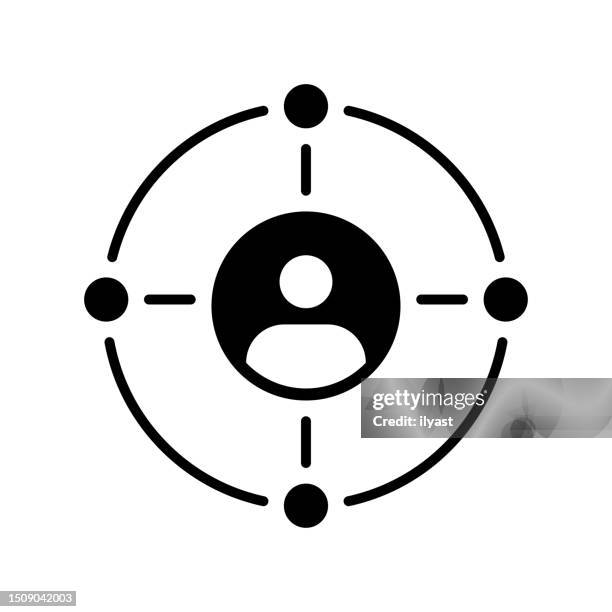 ilustraciones, imágenes clip art, dibujos animados e iconos de stock de retargeting black line & fill vector icon - retargeting