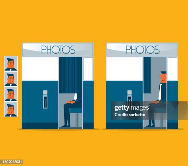 businessman - photo booth vending machine - photomaton stock illustrations