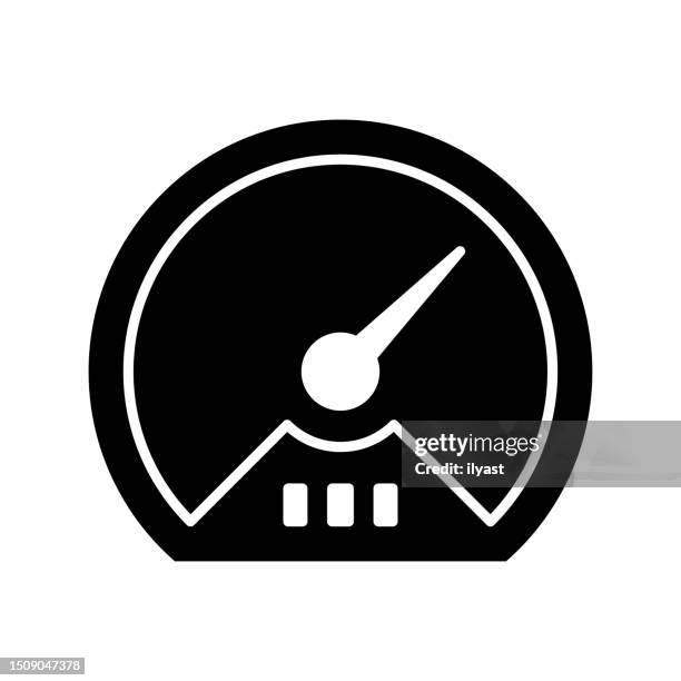 stockillustraties, clipart, cartoons en iconen met speedometer black line & fill vector icon - kilometer