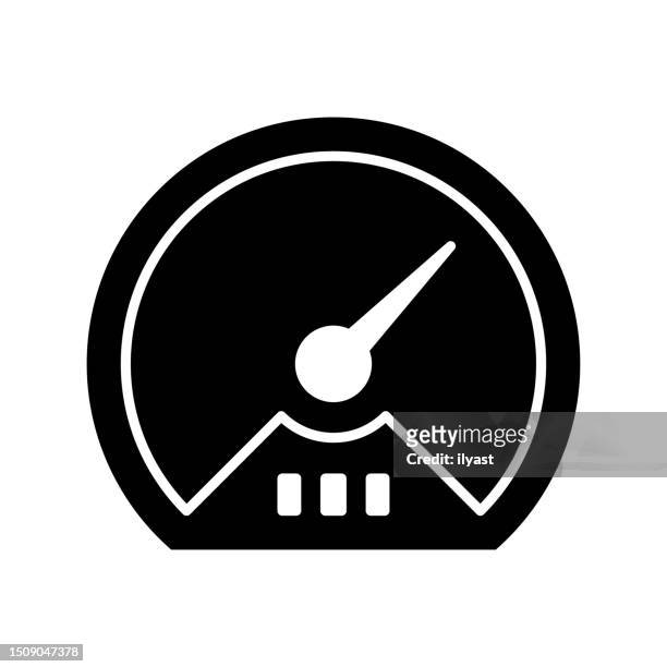 speedometer black line & fill vector icon - 交通量 幅插畫檔、美工圖案、卡通及圖標