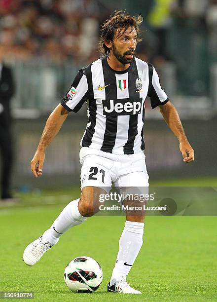 Andrea Pirlo of Juventus FC in action during the Serie A match between Juventus FC and Parma FC at Juventus Arena on August 25, 2012 in Turin, Italy.