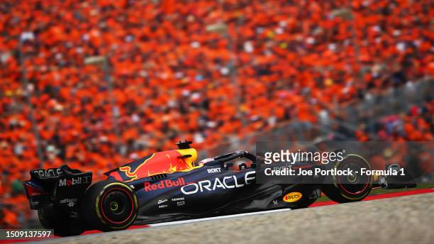 Max Verstappen of the Netherlands driving the Oracle Red Bull Racing RB19 on track during the F1 Grand Prix of Austria at Red Bull Ring on July 02,...