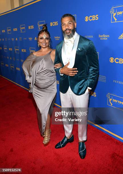 Estela Lopez-Spears and Aaron D. Spears at the 49th Annual Daytime Emmy Awards held at the Pasadena Convention Center on June 24, 2022 in Los...