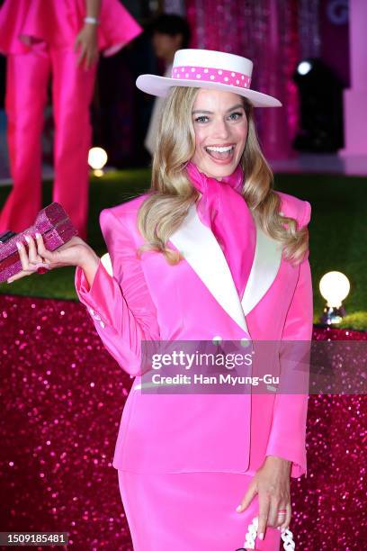 Actress Margot Robbie attends the Seoul Premiere of "Barbie" on July 02, 2023 in Seoul, South Korea.