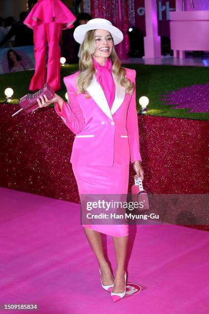 Actress Margot Robbie attends the Seoul Premiere of "Barbie" on July 02, 2023 in Seoul, South Korea.