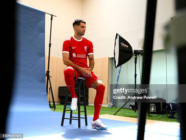 Dominik Szoboszlai new signing for Liverpool at AXA Training Centre on July 02, 2023 in Kirkby, England.