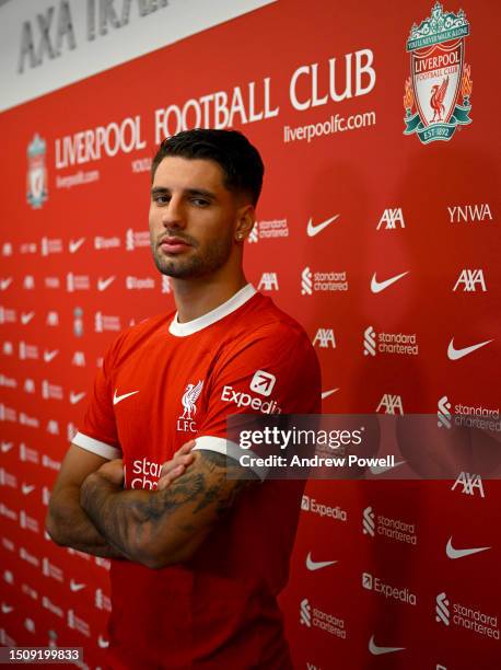 Dominik Szoboszlai new signing for Liverpool at AXA Training Centre on July 02, 2023 in Kirkby, England.