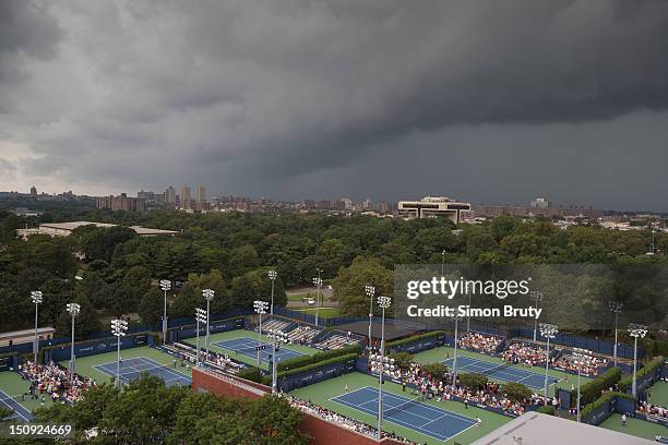 Scenic view of storm front approaching during 1st Round at BJK National Tennis Center. Weather. Flushing, NY 8/27/2012 CREDIT: Simon Bruty