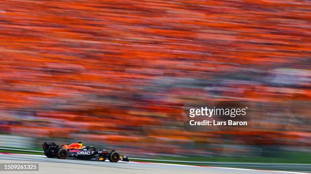 Max Verstappen of the Netherlands driving the Oracle Red Bull Racing RB19 on track during the F1 Grand Prix of Austria at Red Bull Ring on July 02,...