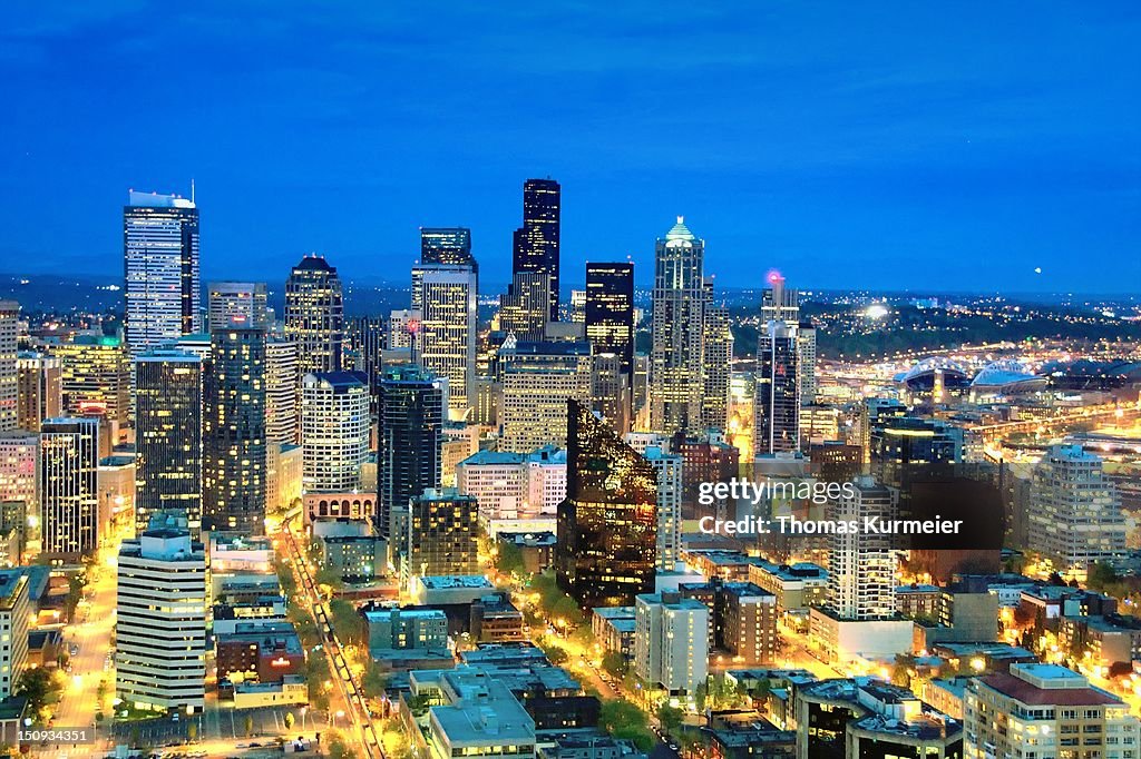 Downtown Seattle at night