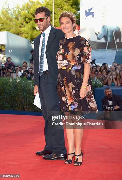 Ginevra Elkann and Giovanni Gaetani dell'Aquila d'Aragona attend The Reluctant Fundamentalist premiere and opening ceremony during the 69th Venice...