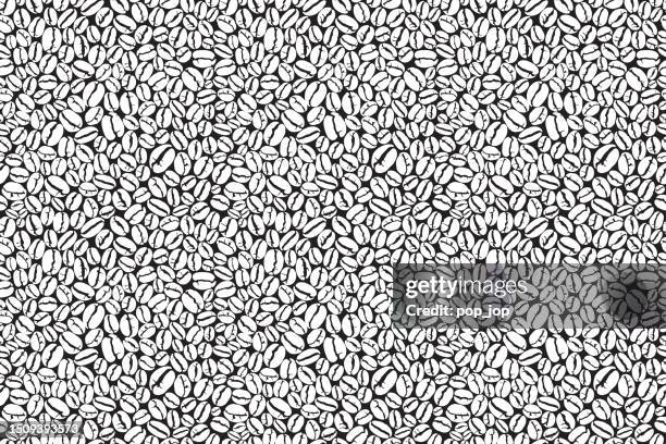 coffee bean seamless pattern. vector illustration of coffee beans for coffee manufacture, cafes and restauraunts - coffee manufacturing stock illustrations