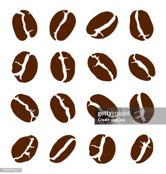 coffee bean icon set. vector illustration of coffee beans for coffee manufacture, cafes and restauraunts - mocha stock illustrations