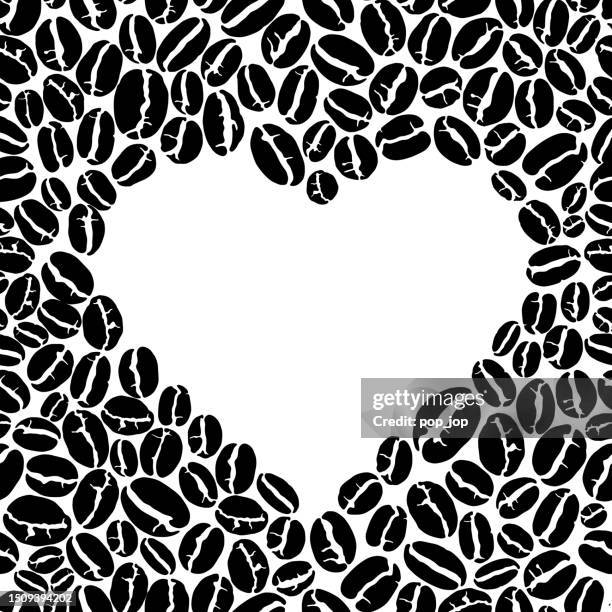 coffee bean heart pattern. vector illustration of coffee beans heartshape for coffee manufacture, cafes and restauraunts - making heart shape stock illustrations