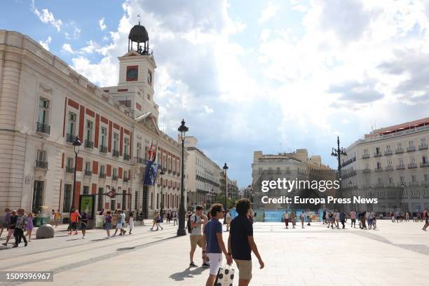 Facade of the Real Casa de Correos, on 02 July, 2023 in Madrid, Spain. Built at the end of the second half of the 18th century and located in the...