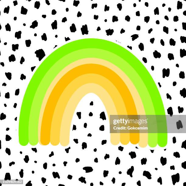 hand painted rainbow clip art with black spots. poster, decorative art, wallpaper. - animal pattern stock illustrations