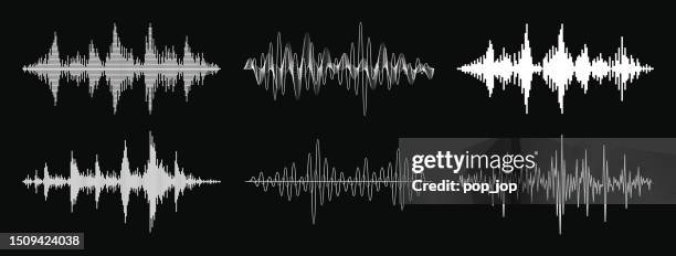 sound wave vector set. waves as audio equalizer isolated on background. audio technology. pulse musical waveform - track record stock illustrations
