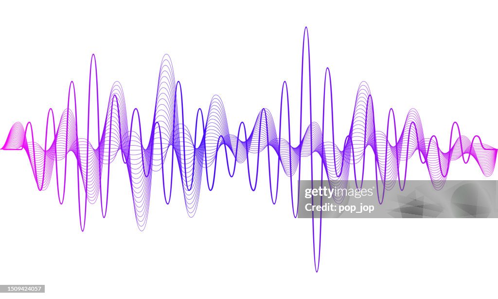 Vetor de Onda Sonora. Ondas como equalizador de áudio isolado em segundo plano. Tecnologia de Áudio. Pulse Forma de Onda Musical