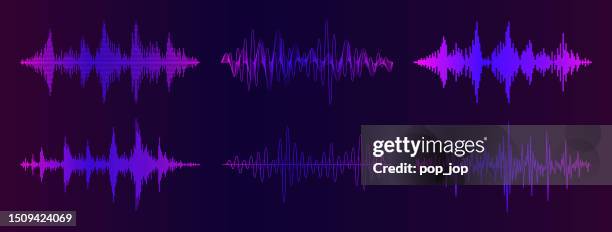 sound wave vector set. waves as audio equalizer isolated on background. audio technology. pulse musical waveform - frequency icon stock illustrations