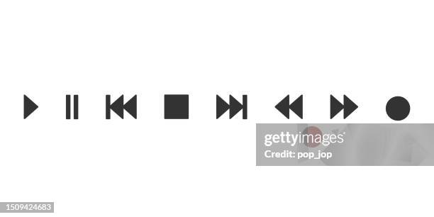 music and video player button icons. vector. isolated on background - resting stock illustrations