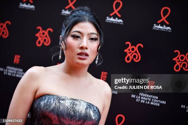 Princess of Thailand Sirivannavari Nariratana Rajakanya poses for a photocall at a charity fashion dinner "Diner de la Mode" in profit of the French...