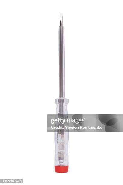 electric pen circuit tester isolated on white background - destornillador fotografías e imágenes de stock