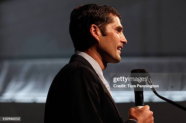 Matt Romney, son for Republican presidential candidate Mitt Romney, speaks at the "Patriots for Romney-Ryan Reception" on August 29, 2012 in Tampa,...