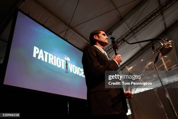 Matt Romney, son of Republican presidential candidate Mitt Romney, speaks at the "Patriots for Romney-Ryan Reception" on August 29, 2012 in Tampa,...