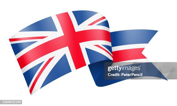 united kingdom flag ribbon - vector stock illustration - playing tag stock illustrations