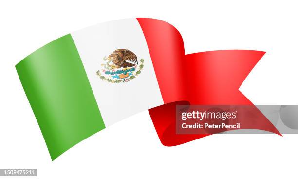 ilustrações de stock, clip art, desenhos animados e ícones de mexico flag ribbon - vector stock illustration - méxico bandeira