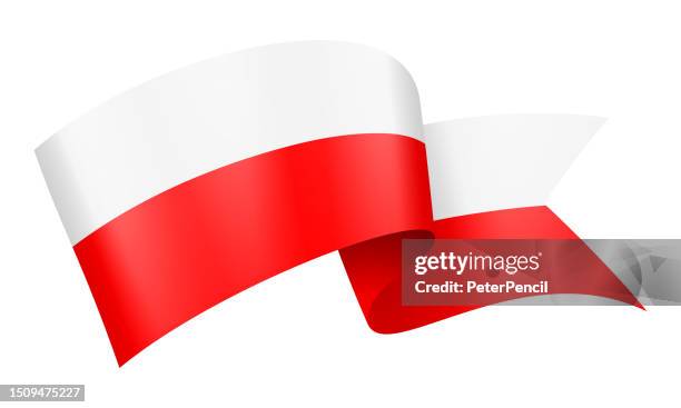 poland flag ribbon - vector stock illustration - poland stock illustrations