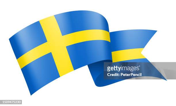 sweden flag ribbon - vector stock illustration - swedish flag stock illustrations