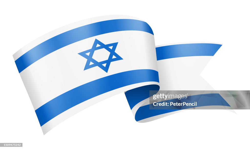 Israel Flag Ribbon - Vector Stock Illustration