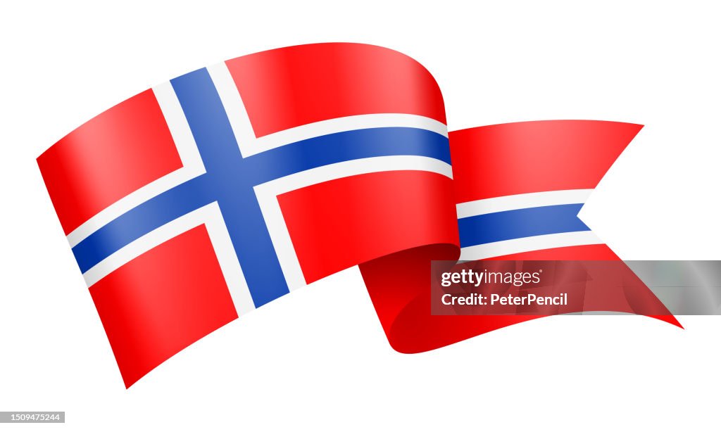 Norway Flag Ribbon - Vector Stock Illustration