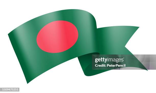 bangladesh flag ribbon - vector stock illustration - flag of bangladesh 幅插畫檔、美工圖案、卡通及圖標