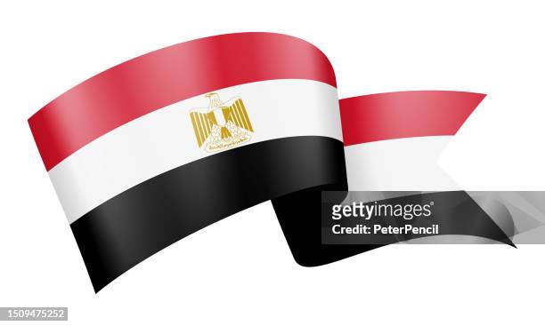 ägypten-flaggenband - vektor stock illustration - ägyptische flagge stock-grafiken, -clipart, -cartoons und -symbole