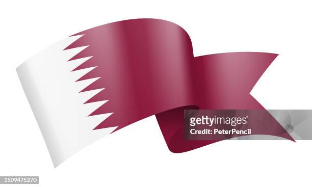 qatar flag ribbon - vector stock illustration - playing tag stock illustrations