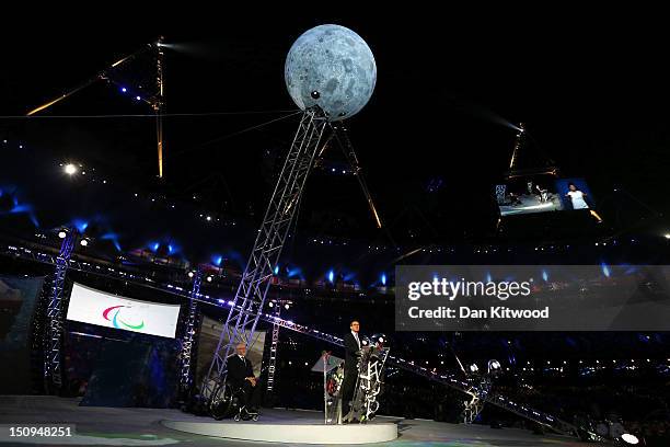 Chairman Lord Sebastian Coe speaks during the Opening Ceremony of the London 2012 Paralympics at the Olympic Stadium on August 29, 2012 in London,...