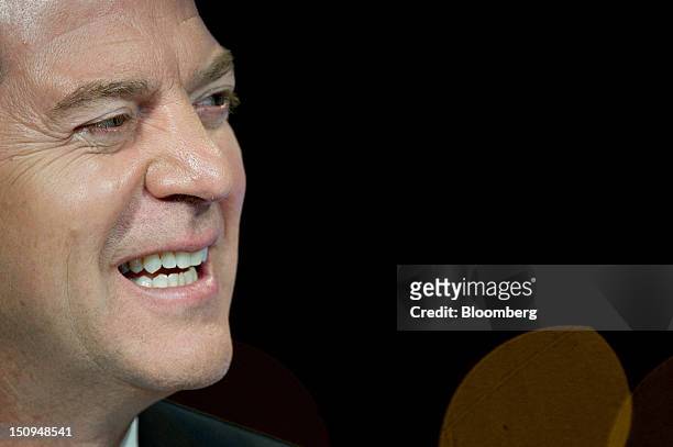 Sam Brownback, governor of Kansas, speaks during a Bloomberg Television interview inside the Bloomberg Link during the Republican National Convention...